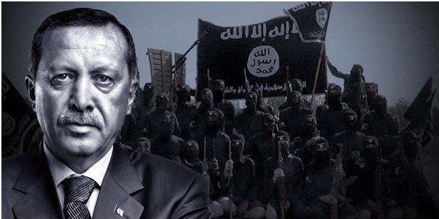 الرئيس التركي أردوغان وعناصر من تنظيم داعش الإرهابي