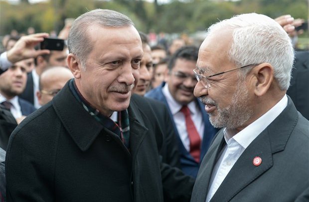 الرئيس التركي رجب طيب أردوغان راشد الغنوشي رئيس حركة النهضة التونسية الإخوانية
