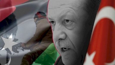 أردوغان وعلم ليبيا وعلم تركيا