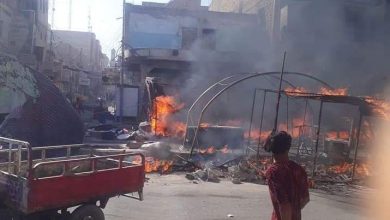 حريق يستهدف خيم المتظاهرين في العراق